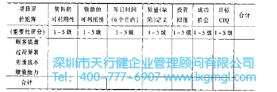 6SIGMA項目選擇評價程序